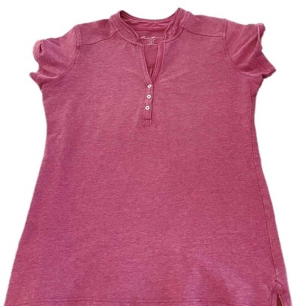 Eddie Bauer Ladies Short Sleeve T-Top, Heather Plum/Purple/Raspberry, Medium